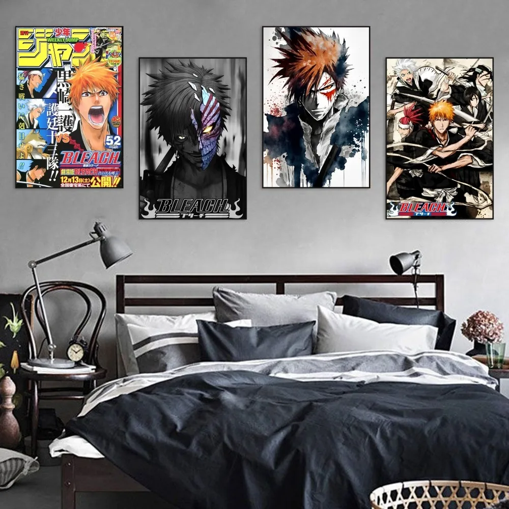 

Hot Anime BLEACH Poster Self-adhesive Art Poster Retro Kraft Paper Sticker DIY Room Bar Cafe Vintage Decorative Painting