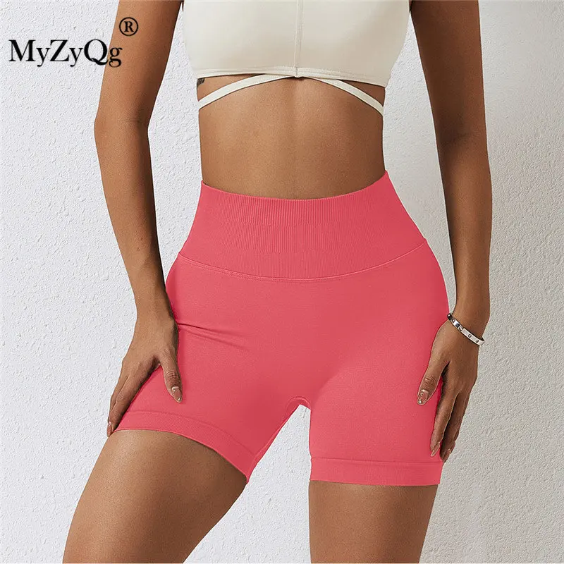 

Женские бесшовные шорты для йоги MyZyQg с высокой талией, быстросохнущие леггинсы для фитнеса, узкие трёхточечные спортивные штаны для бега и подтяжки ягодиц