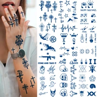 8pcspack wholesale herbal plant juice tattoo stickers letter star eyes cross small cute temporary tattoos semi permanent decal