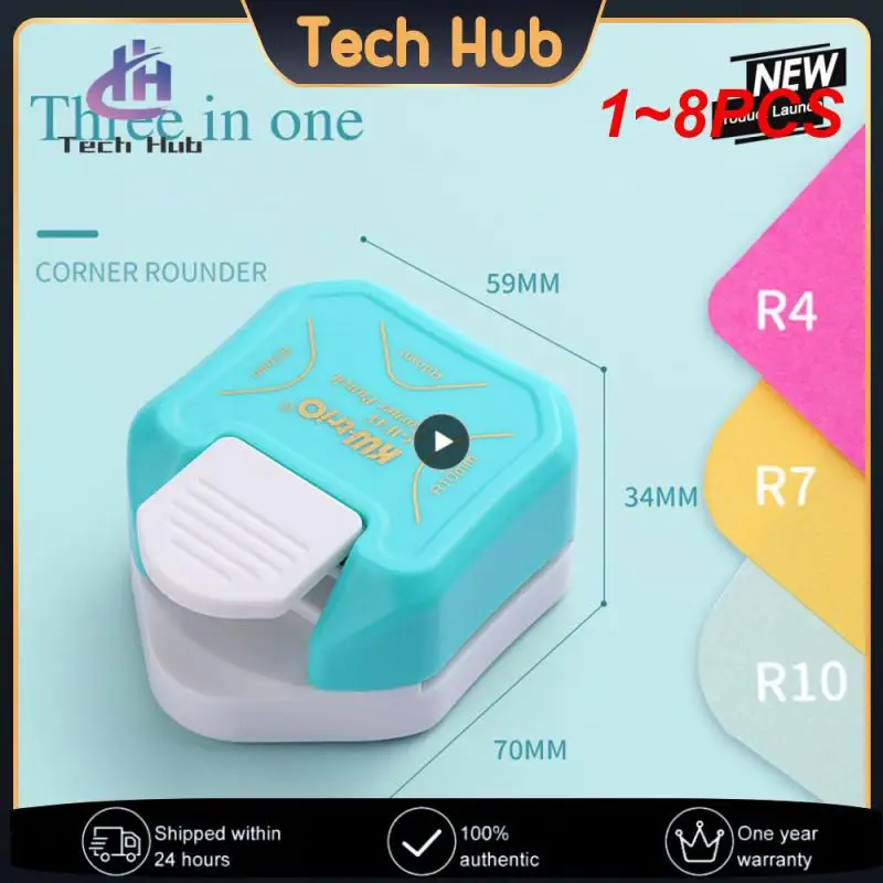 

1~8PCS 3-in-1 Corner Rounder border punches for scrapbooking diy Mini Corner Cutter R4/R7/R10mm Circle Trimmer Punch Office