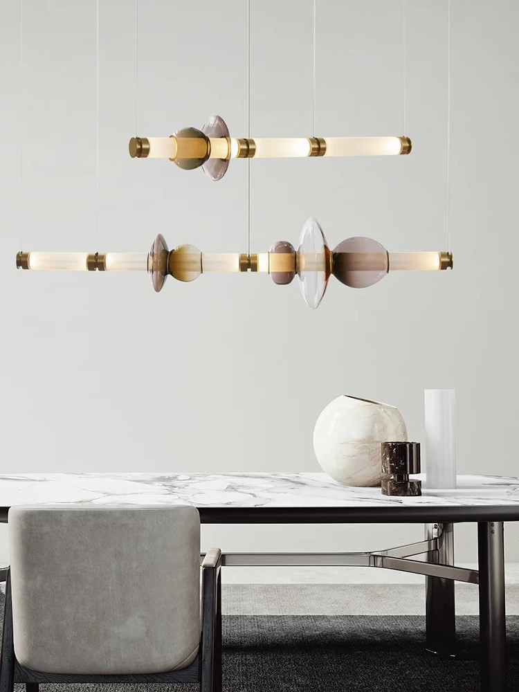 Современная витражная люстра AiPaiTe с длинной полосой стеклянная лампа для