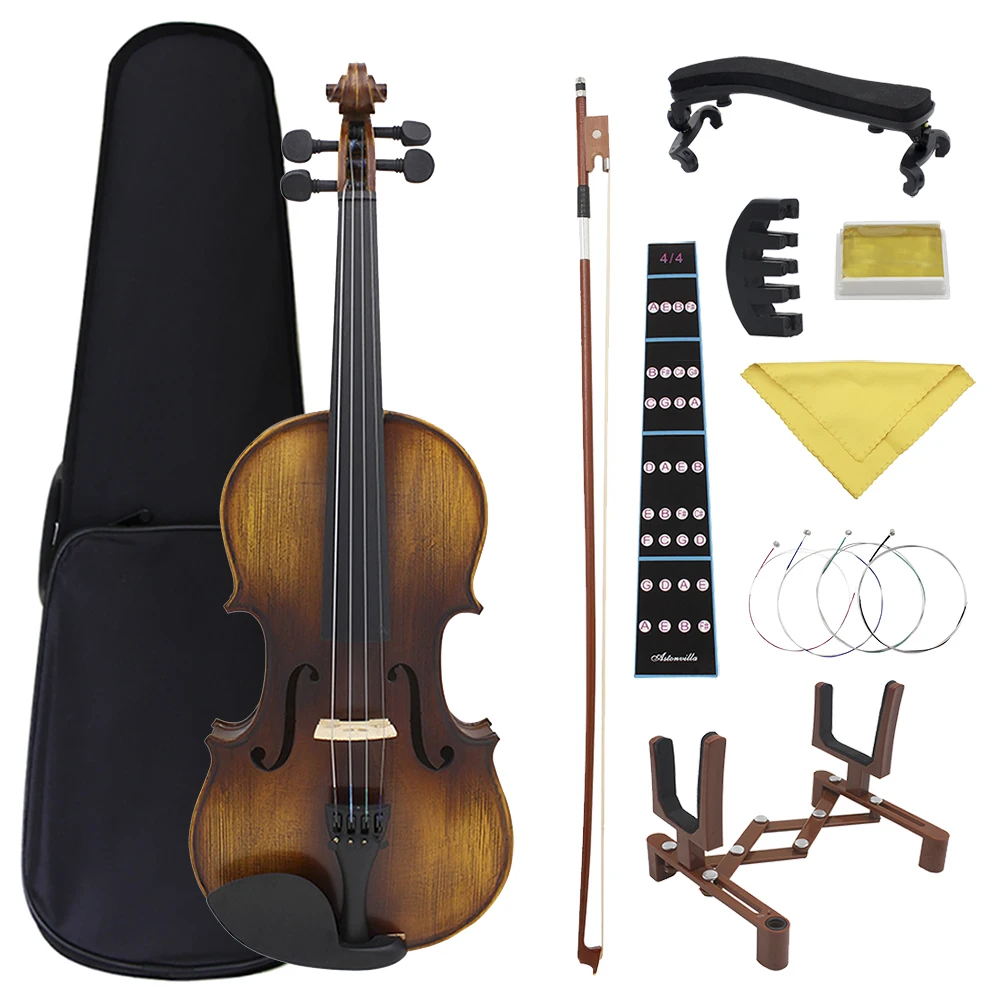 

Violin 4/4 Acoustic Retro Color Solid Wood Violin Spruce Maple Fiddle Stringed Instrument Beginner With Bow Case Stand Strings