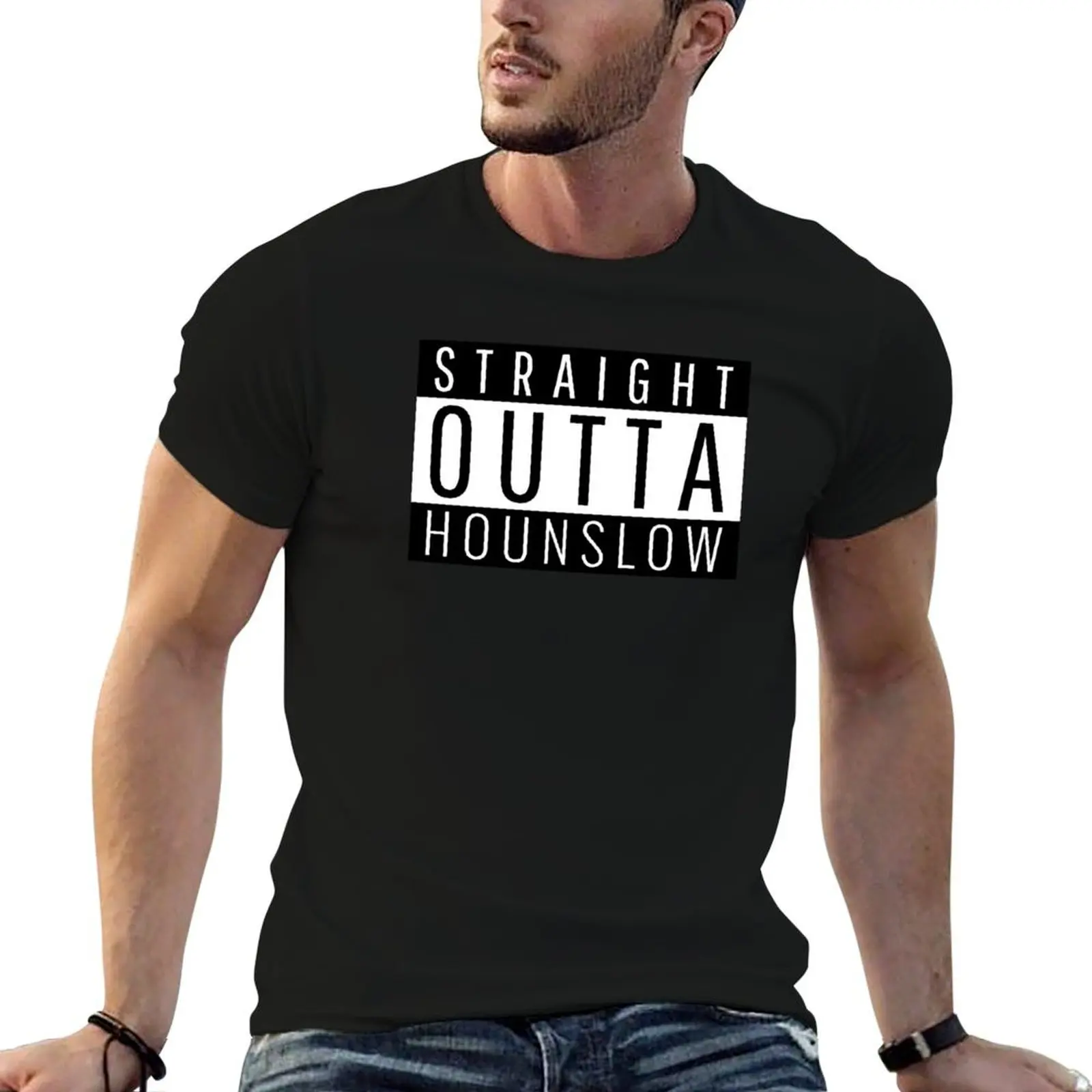 Футболка Straight Outta Hounslow Greater London топы одежда в стиле хиппи мужская футболка 100 ℅