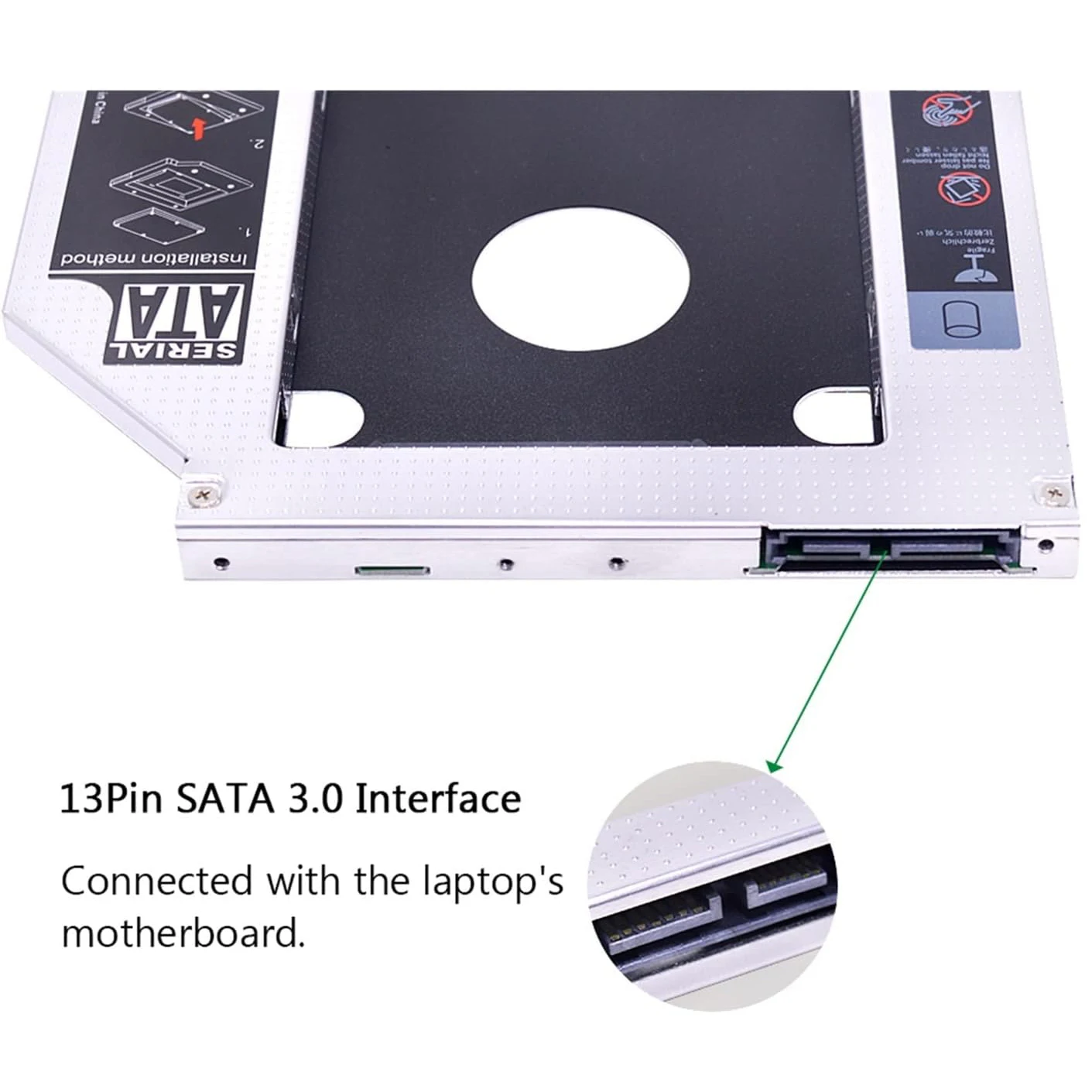 Фото Алюминиевый 9,0 мм SATA 2-й жесткий диск HDD SSD оптический отсек Caddy рамка кронштейн для Packard Bell EasyNote TE69BM TE69KB №1