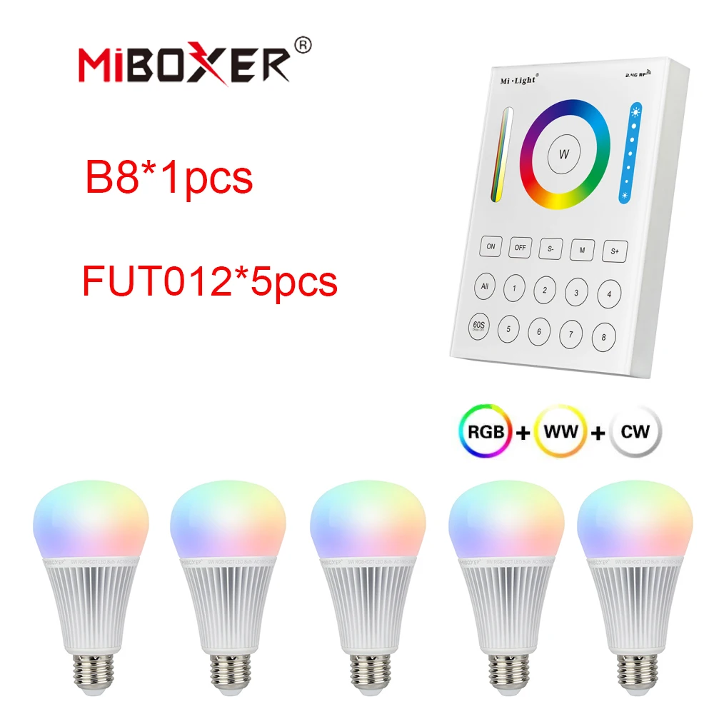 MiBoxer FUT012 AC85-265V 9W E27 Smart 2,4 ГГц WiFi RGB + CCT DMX512 Дистанционное приложение для смартфона Alexa Google Голосовое управление Светодиодная лампа