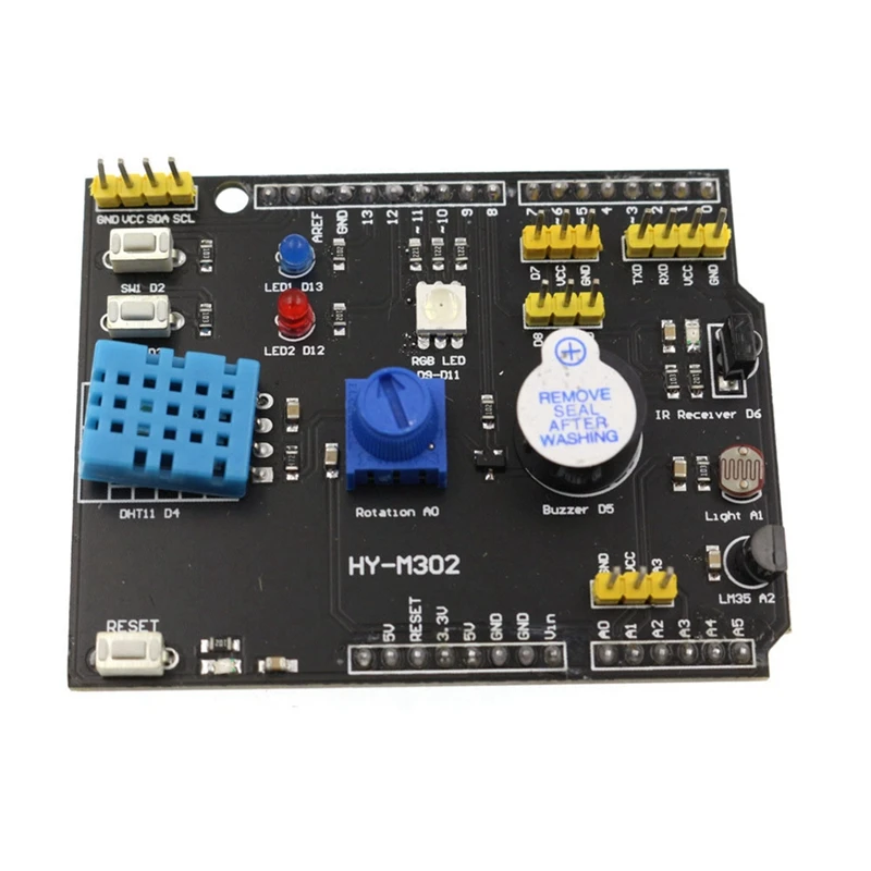 

Многофункциональная Плата расширения 9 в 1 DHT11, зуммер температуры и влажности LM35, совместима с UNO