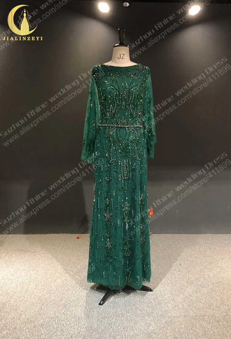 

Rhine Zuhair Murad Cape Green Crystak Beaded Luxurious Lace Mother dress vestido evening dresses فساتين السهرة Prom Dresses