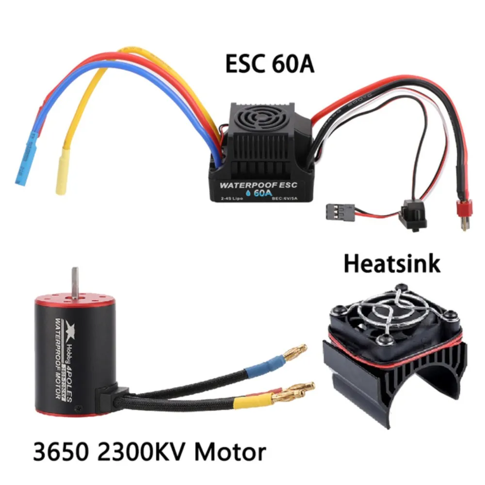 

1combo XHobby 3650 2300KV/3100KV/3900KV/5200KV Brushless Motor & 60A/80A ESC With BEC 6V 5A & Heat Sink for 1:10 RC Car RC Boat