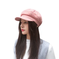 new plaid beret hats men women retro spring casual all match painter hat female korean duck tongue octagonal caps