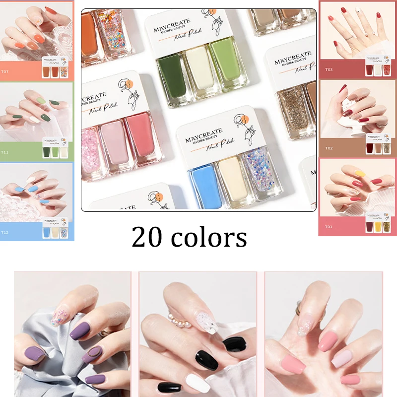 

3 Bottles/set Autumn And Winter New Color Water-Based Peelable Nail Polish Nails Semi Permanent Gel Varnishes