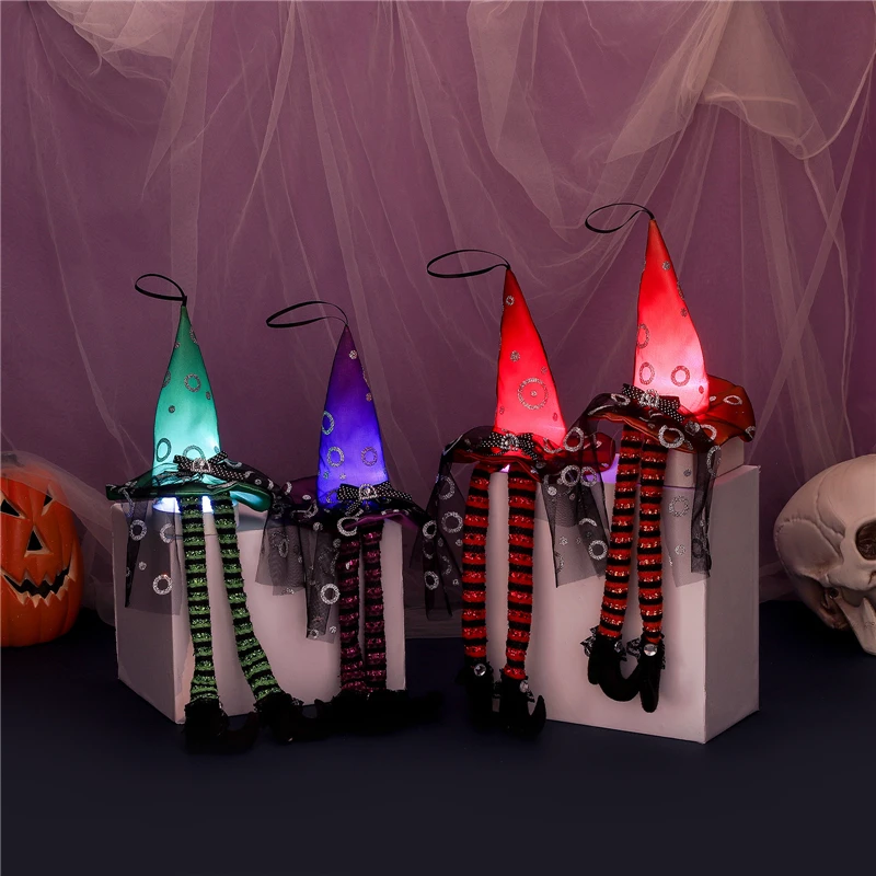 

Светодиодный Декор для Хэллоуина, украшение для дома, подвесное украшение, шляпа ведьмы, кулон, реквизит для сцены на Хэллоуин, бар, дом с при...