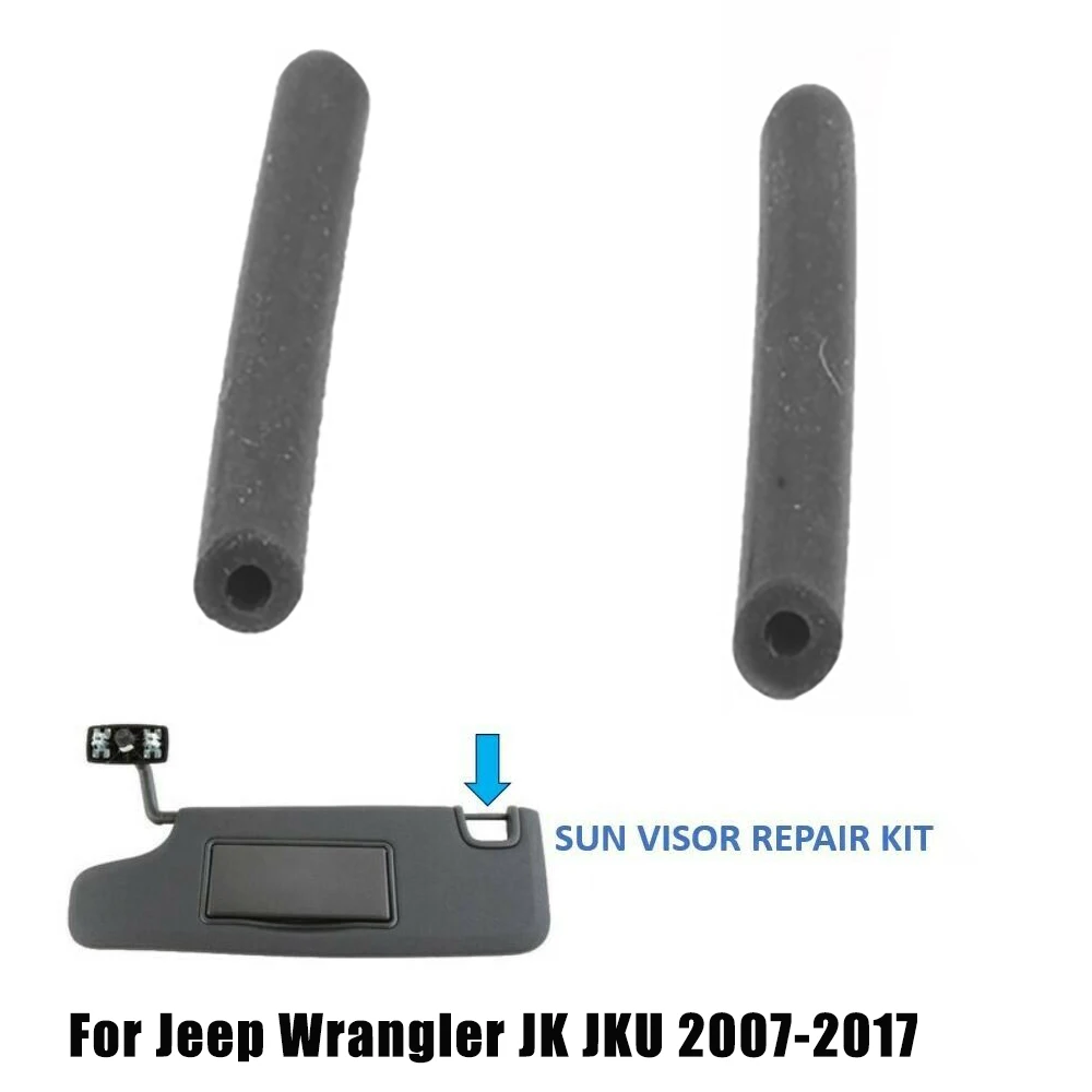 2Pcs Sun Visor Repair Kit Left & Right Side Rubber Sun Visor Repair Kit for Jeep Wrangler JK JKU 2007-2017 Black