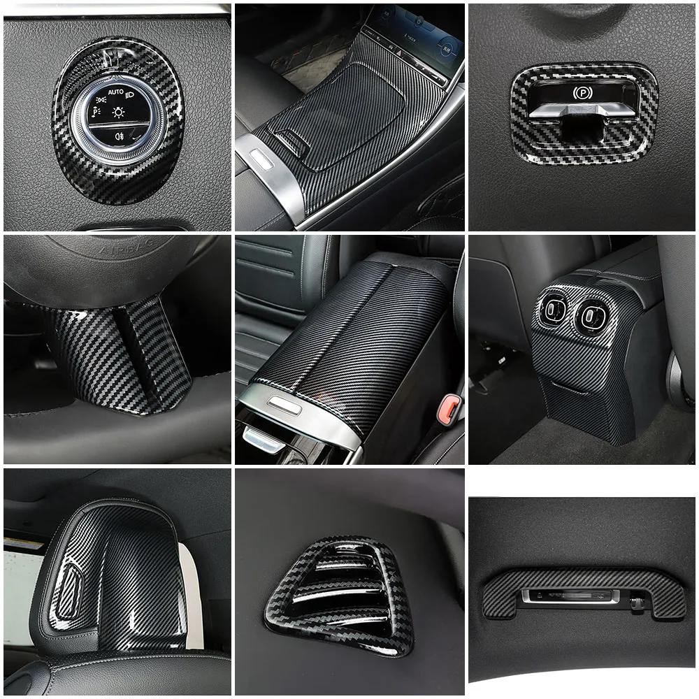 Фото Запчасти для центральной консоли Mercedes Benz C Class W206 C200 C220 C260 C300 2022 2023, декоративная отделка, наклейка из углеродного волокна №1