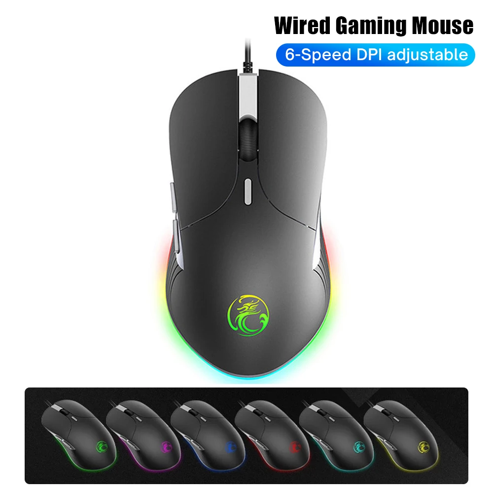 

Проводная игровая мышь 3200/6400DPI, мышь с RGB-подсветильник кой, световой оптический датчик, 6 скоростей, Независимая кнопка для ноутбука, ПК, гейм...