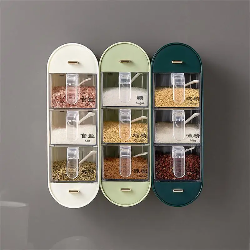 

Octagonal Aromatic Leaves Can Be Placed Kitchen Seasoning Storage Box Pspp Material Wall Mounted Seasoning Rack Five Grid Design