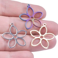 5pcslot flowers stainless steel charms for jewelry making necklace pendant diy craft bulk items wholesale colgante para celular