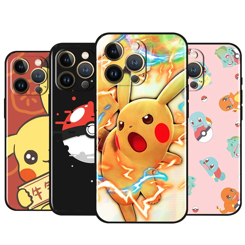 

Cartoon Pokemon Pikachu For Apple iPhone 13 12 Pro Max Mini 11 Pro XS Max X XR 8 7 6 Plus SE 5S 5 Soft TPU Black Phone Case Capa