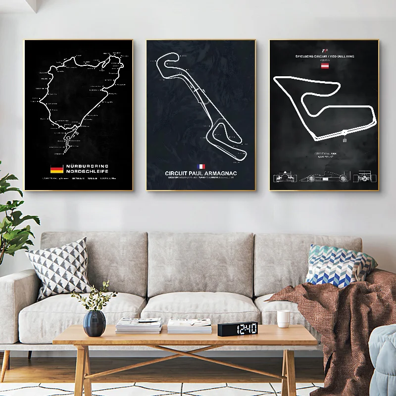 Formula 1 Internationa Track Circuit Painting F1 Wall Art Nordic Poster Paper Print Home Living Room Bedroom Entrance Bar Cafe A