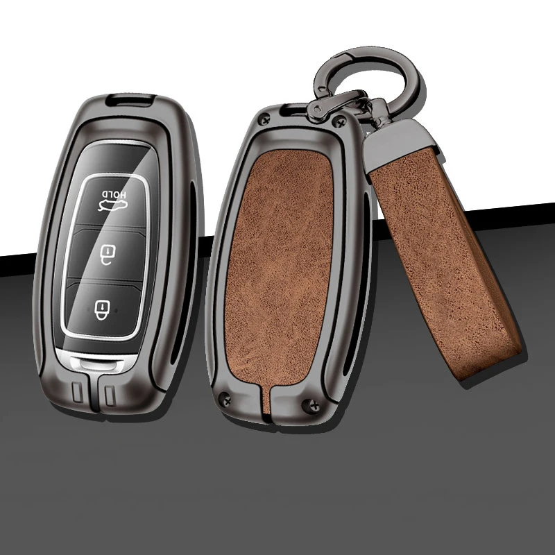 Кожаный металлический чехол для ключей автомобиля Hyundai New Elantra Veloster Sonata10 Santafe Solaris