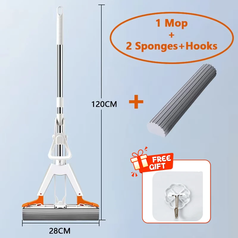 

Многоразовая самоочищающаяся хлопковая швабра Squeeze mop -01