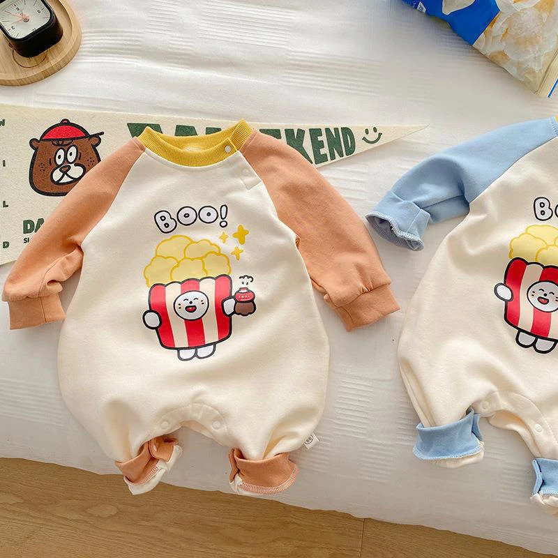 

Новый осенний Детский комбинезон MILANCEL, комбинезон для малышей, цветной комбинезон с рисунком попкорна, комбинезон для новорожденных девоче...