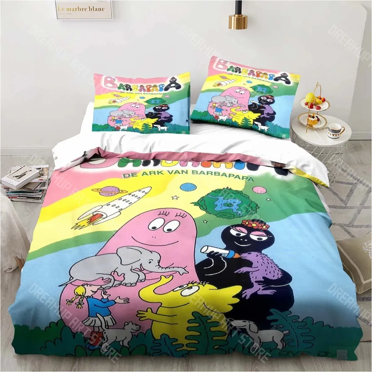 Комплект постельного белья Les Barbapapa с 3D принтом, мягкий пододеяльник для взрослых и детей, спальня, односпальная, двуспальная, королевский размер, пододеяльник, наволочка (art.: 3920ccfaddc4a) - 3920ccfaddc4a