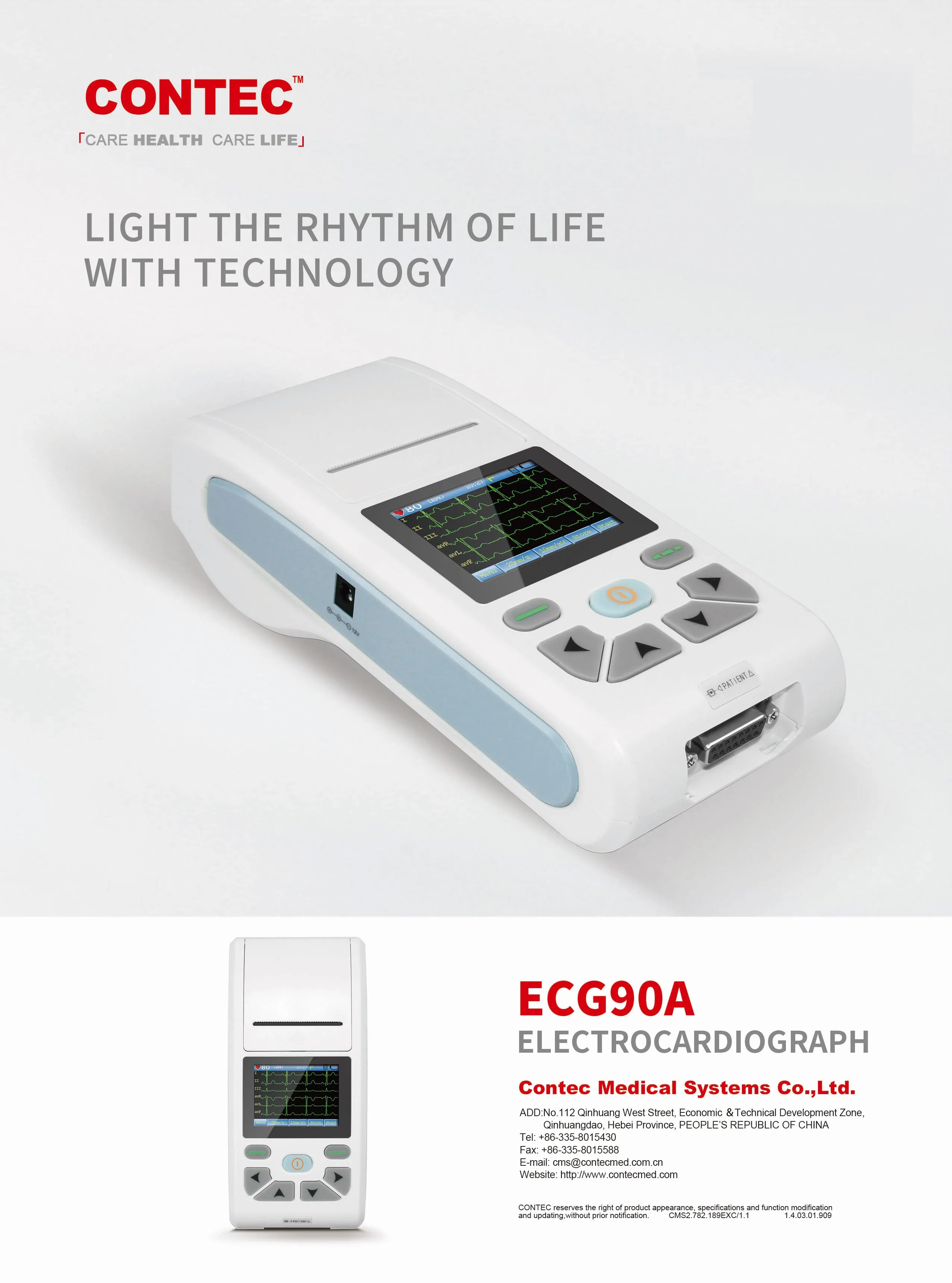 

CONTEC 12-Channel ECG/EKG 90A Machine Electrocardiograph, PC Software, Touch Screen ECG90A