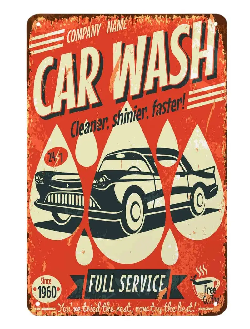 Оловянная вывеска AOYEGO Carwash автоматический очиститель более быстрый бесплатный