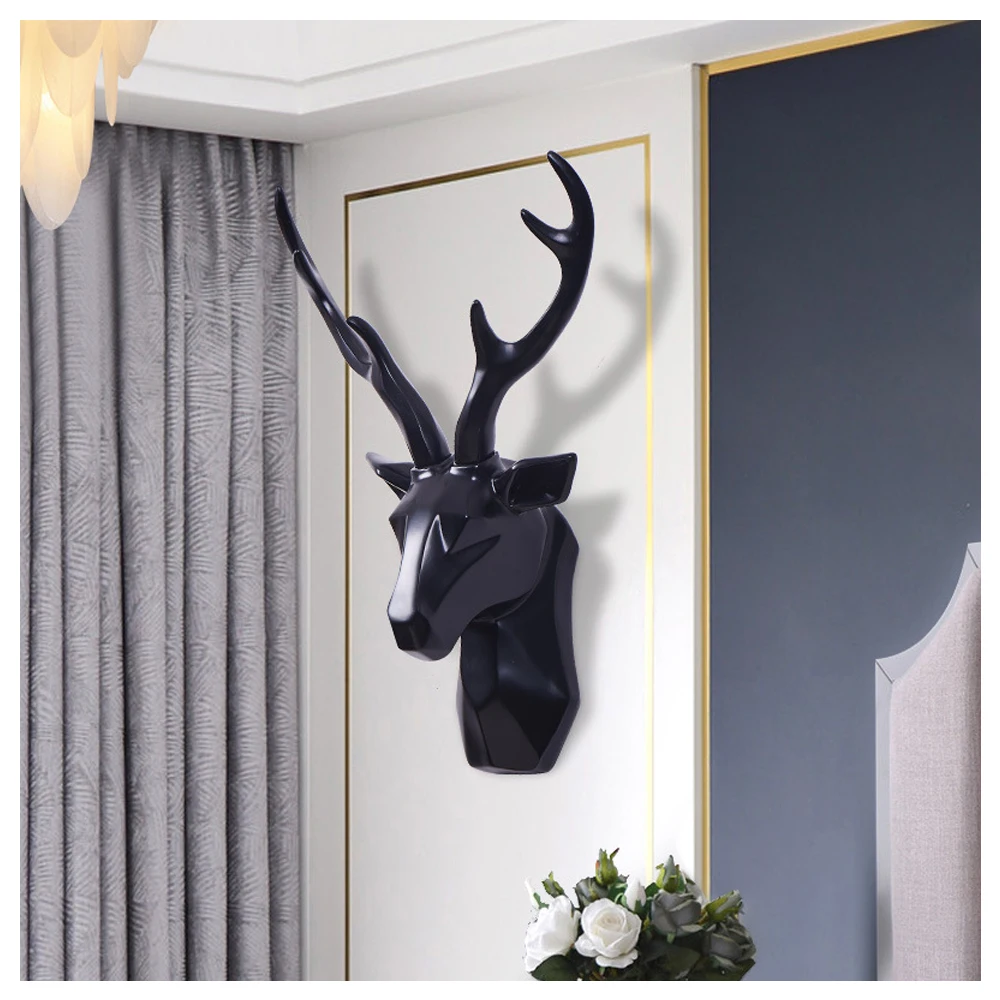 

2022 New Extra-Large 3D Deer Head Sculpture Wall Hanging Decor Animal Stag Statue Home Living Room Decoration Accessories Gift