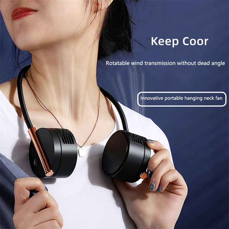 

ChuHan Hanging Neck Fan Portable Bladeless USB Rechargeable Foldable Summer Air Cooling Fan Outdoor Sports Mute Wearable Fans