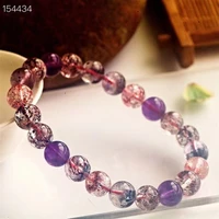 natural colorful super seven 7 rutilated quartz bracelet 8 8mm clear round beads crystal women men aaaaaa genuine
