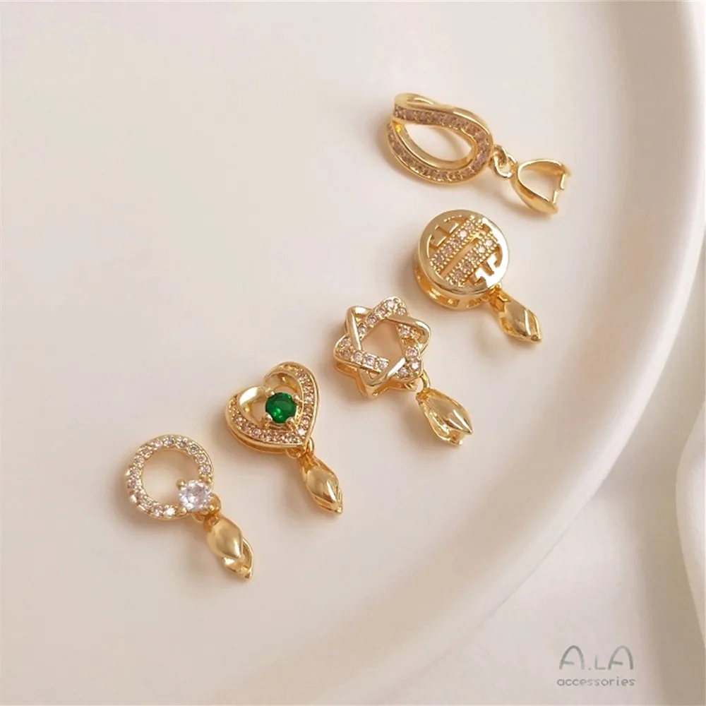 

14K Gold Filled Plated Necklace pendant zircon clasp pendant clasp crystal jade pendant clasp handmade diy accessories