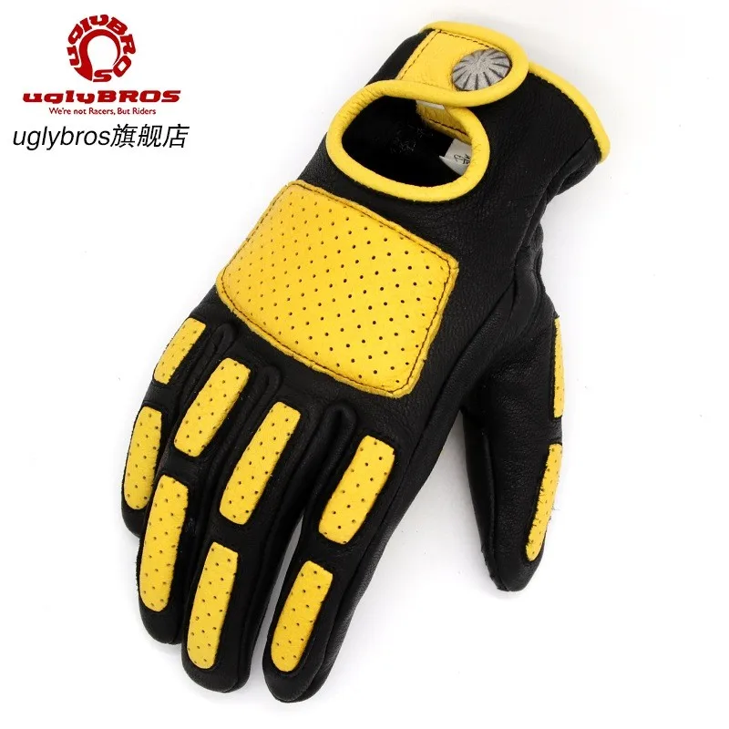

Мотоциклетные защитные перчатки Uglybros в стиле ретро из овечьей кожи для безопасного вождения с сенсорным экраном, 3 цвета