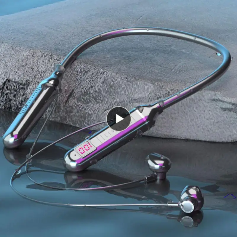 

With Microphone Earphones Running Sports Headset Neck-hanging With Digital Display Wireless Headset Earphone Sports