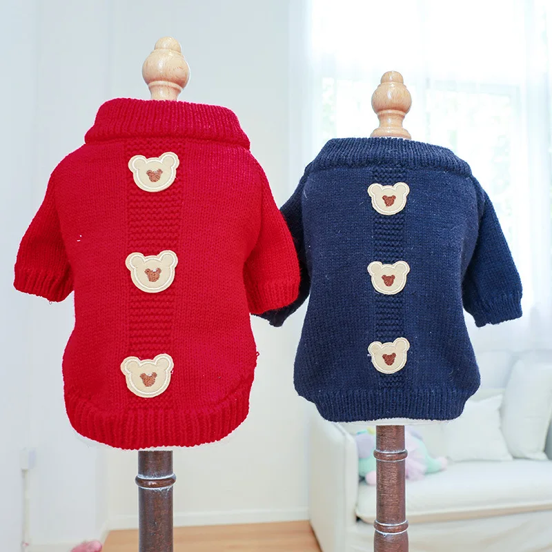 

Warm Small Dog Overcoat Pets Clothes Winter Dogs Knitted Apparel Puppy Hoodies Sweater For Cats Coat Yorkshire Pomeranian Outfit