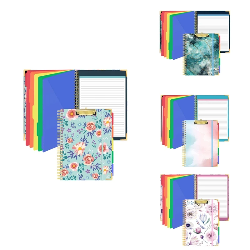 

Paper Clipboard With Refillable Lined Notepad For Size(11.5X8.5Inch), 5 Extra Colour Storage Dividers With 10 Pockets C