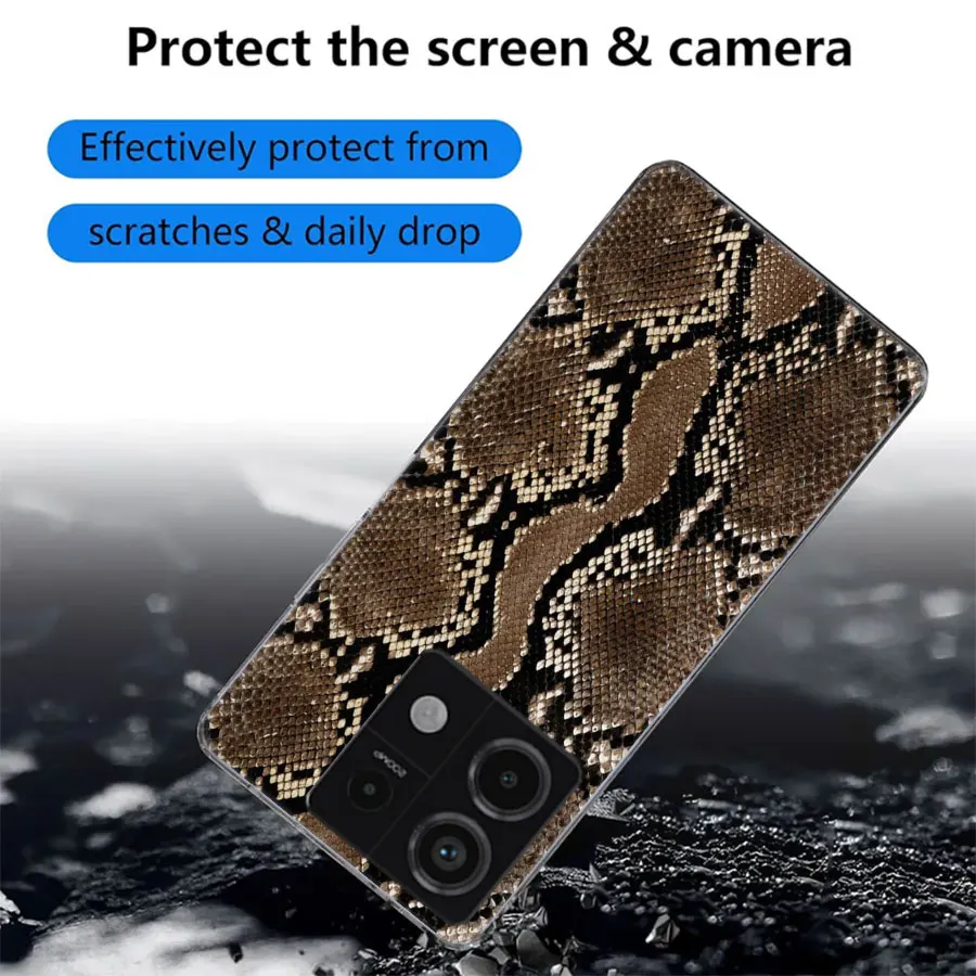 Прозрачный чехол для телефона из настоящей змеиной кожи Redmi Note 13 12 Pro+ Plus 5G 12S 13C 14C 12C