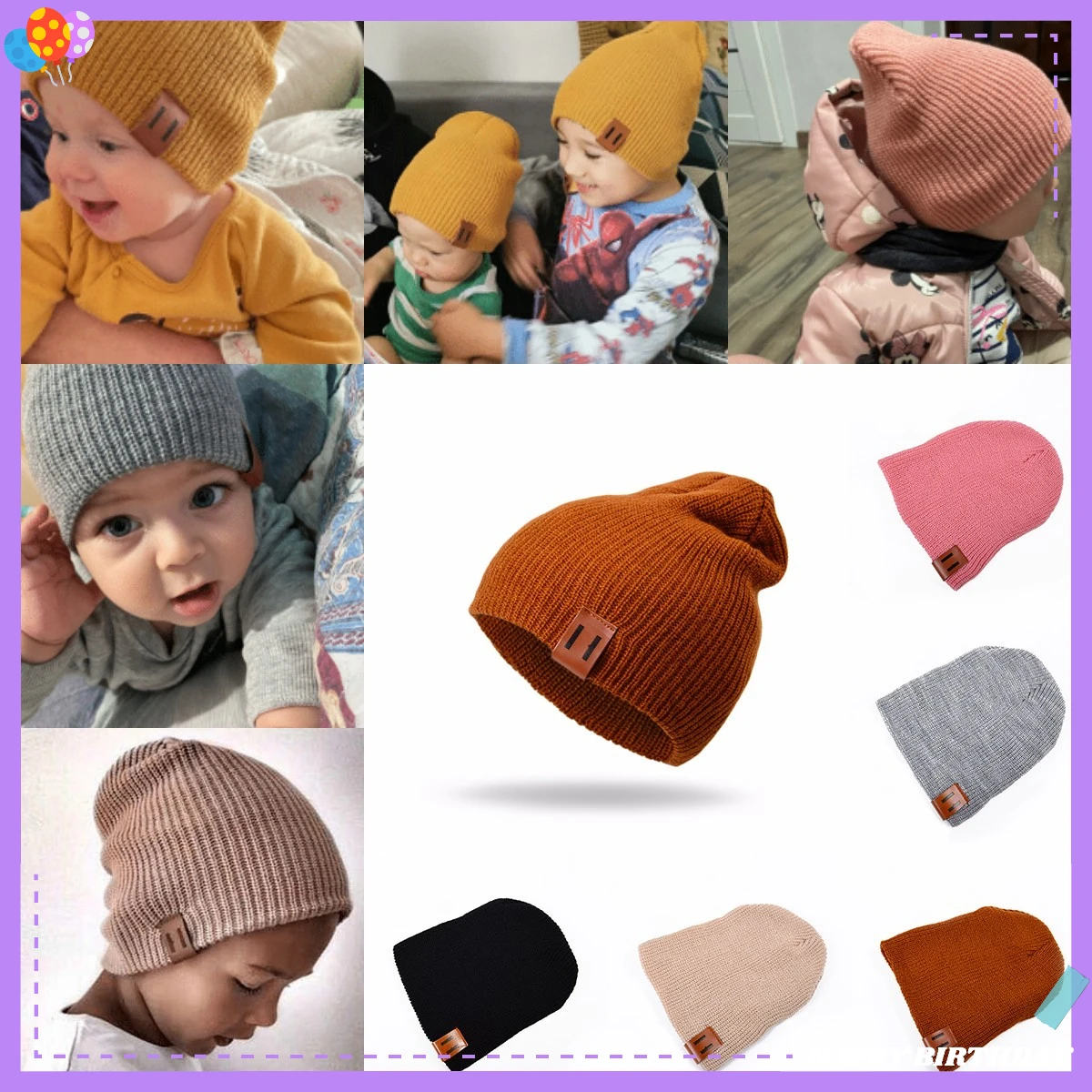

Baby Knit Hat for Boys Girls Autumn Winter Warm Kids Beanie Children Hats Newborn Baby Cap with Leather Label Baby Accessories