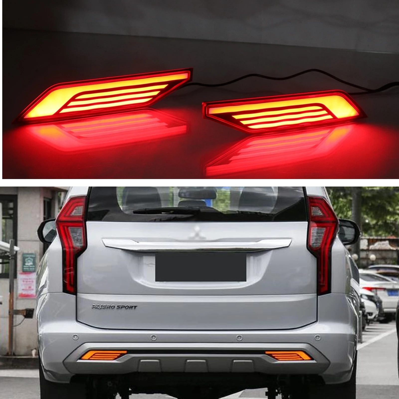 

Светодиодсветильник лампа для заднего бампера автомобиля, стоп-сигнал, отражающая лампа, сигнальный индикатор для Mitsubishi Pajero Shogun 2018-2020 Mustang