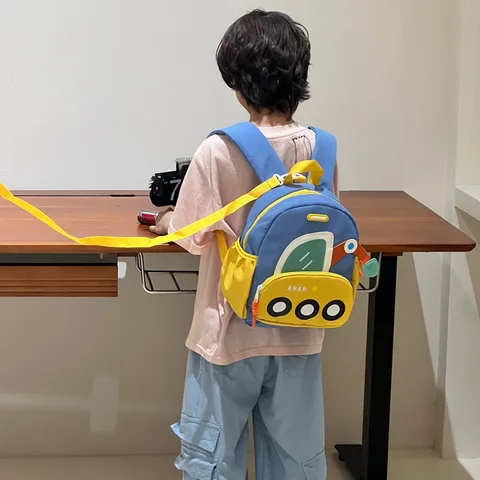 Новый детский сад, ученики начальной школы, анти-потерянная сумка для книг, детский рюкзак с ремнями, милый мультяшный экскаватор, сумка на плечо для мальчиков и девочек