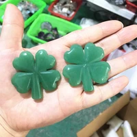 1pcs natural crystals four leaf clover stones hand carved green aventurine crafts home decorations jewelry accessory for pendna