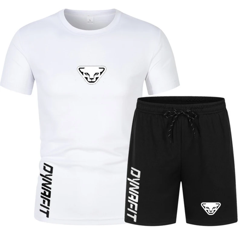 Summer brand new DYNRFIT men's sports T-shirt + shorts set brand casual breathable jogging pants hip-hop fashion clothing 2023