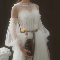 2022 custom made bridal decoration gloves long fingerless tulle sheer women wedding party evening dress wedding accessories