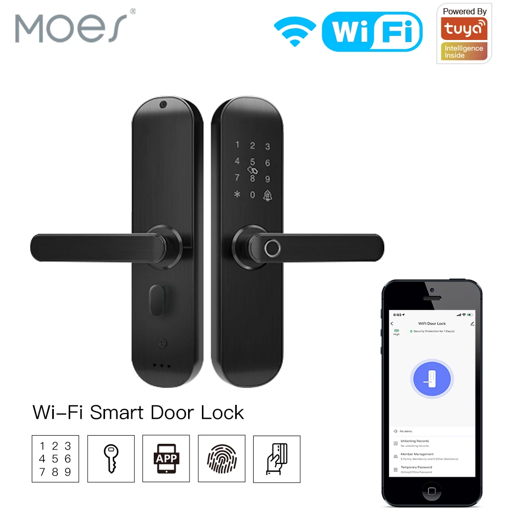 

Wifi Tuya Smart Eletronic Door Lock Fingerprint Lock Multiple Unlocking With Smart Life Password Rfid Door Lock Battery Powered