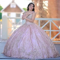 blush pink quinceanera dresses beading ball gown for sweet 16 dress bow sequined graduation party princess gowns vestido de 15