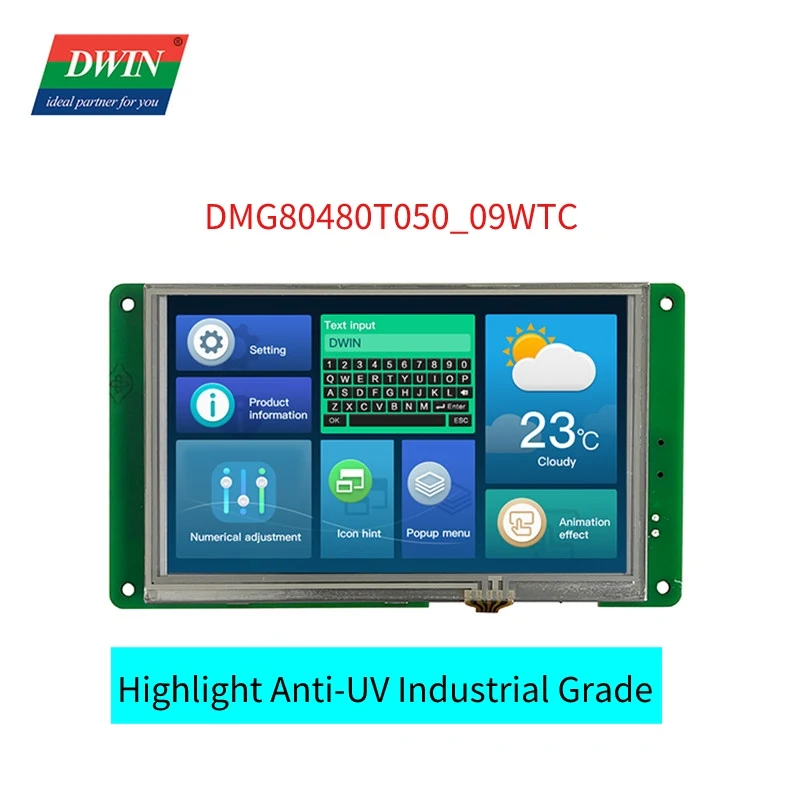 

DWIN 5-дюймовый с разрешением 800*480p, высокая яркость, IPS-TFT-ЖК-экран, широкий угол обзора, анти-УФ, промышленный класс, HMI UART LCM