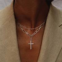 punk hip hop sweet style cool collarbone chain hollow pendant necklace unisex heart cross chain girls jewelry accessories