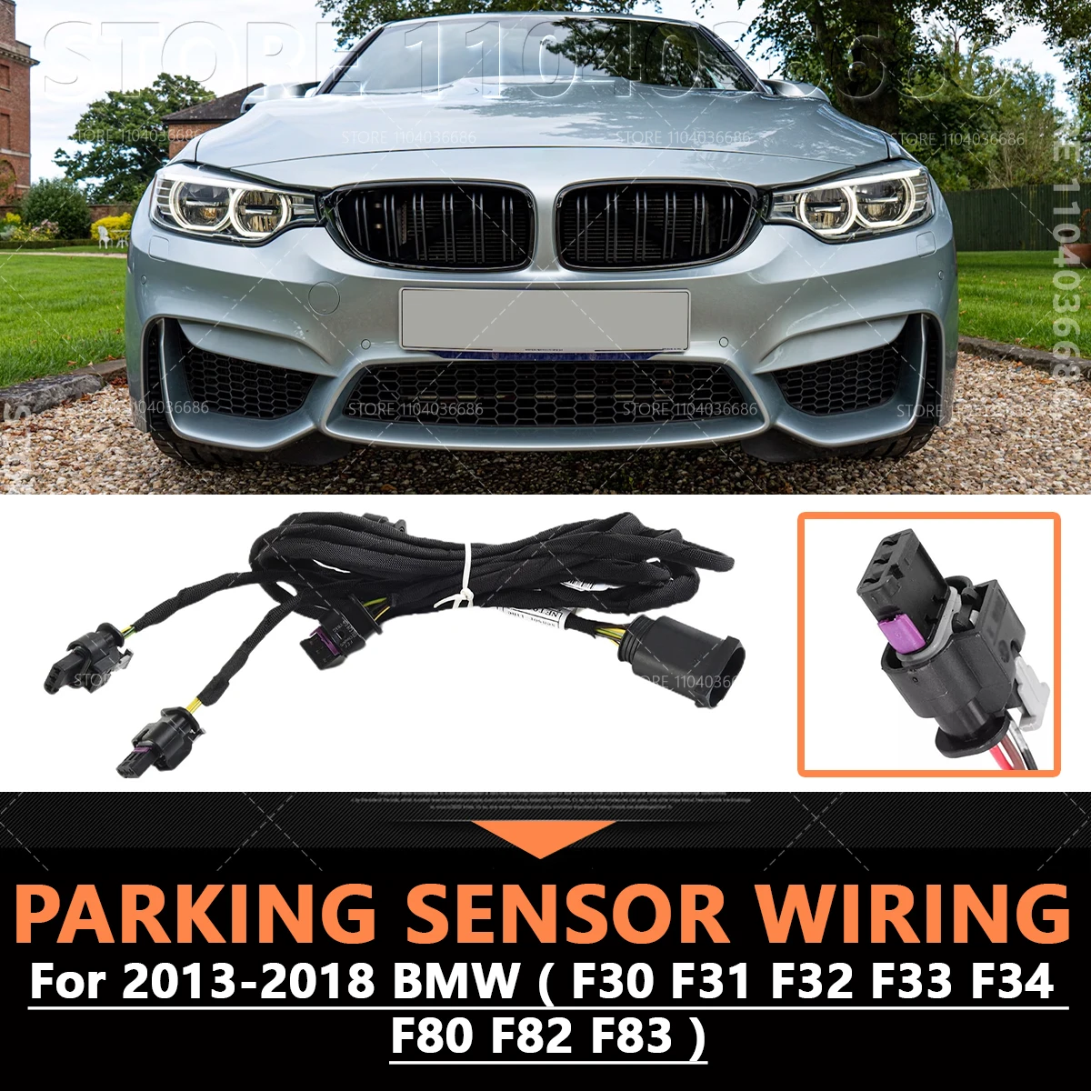Фото Для 2013-2018 BMW 3/4 серии F30 F31 F32 F33 F34 F80 F82 F83 Жгут проводов датчика парковки переднего бампера PDC Кабель Пластик Металл №1