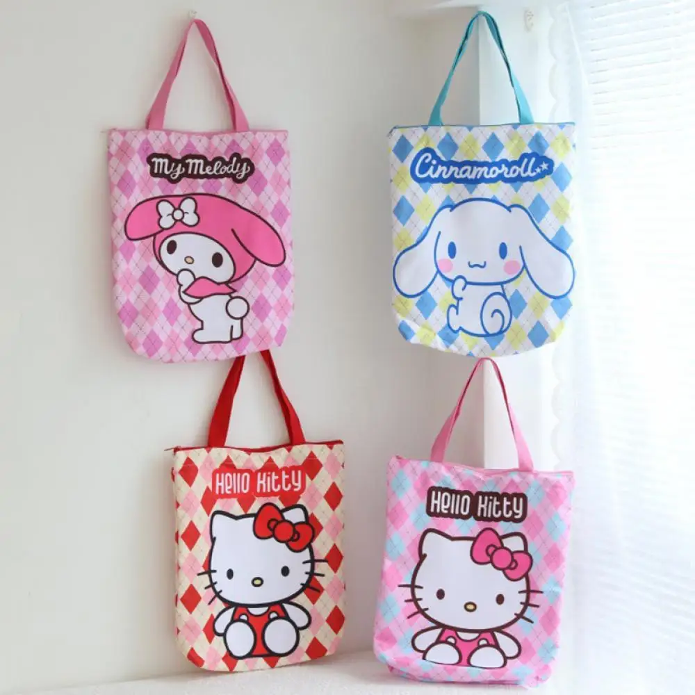 

Kawaii Cotton Bag Sanrios Hello Kittys Cute Melody Shoulder Bags Kuromi Handbag Pochacco Large Capacity Shopping Portable Canvas