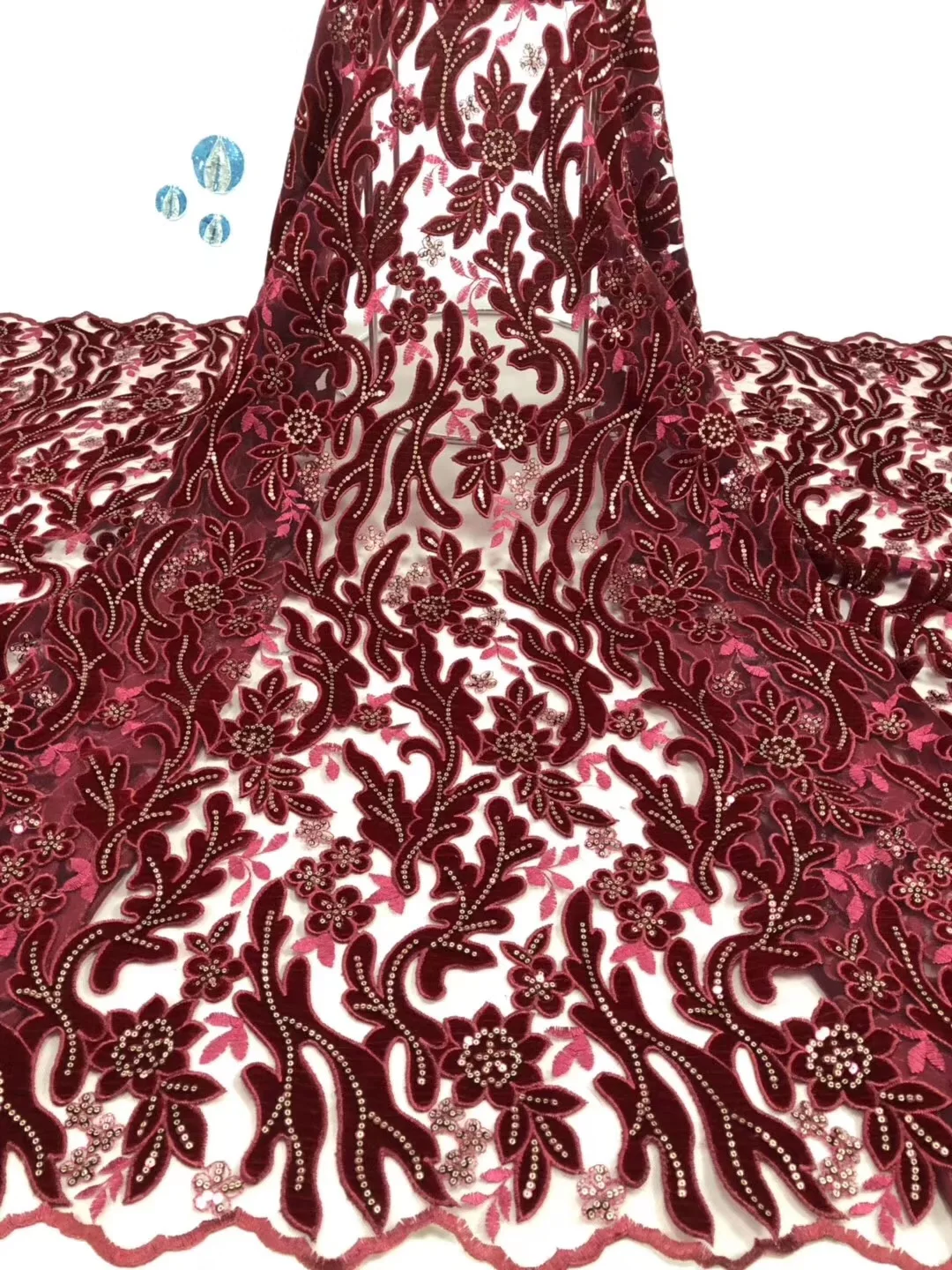 

Latest African Guipure Cord Lace Wine French Milk Silk Lace Fabric Stoned Embroidery Water Soluble Lace For Nigerian Wedding